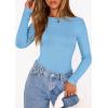 imagePRETTYGARDEN Bodysuits for Women 2026 Spring Long Sleeve Shirts Fitted Basic Ribbed Layering Tops Fall Fashion Winter ClothesLight Blue