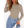imagePRETTYGARDEN Bodysuits for Women 2026 Spring Long Sleeve Shirts Fitted Basic Ribbed Layering Tops Fall Fashion Winter ClothesLight Khaki