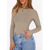 imagePRETTYGARDEN Bodysuits for Women 2026 Spring Long Sleeve Shirts Fitted Basic Ribbed Layering Tops Fall Fashion Winter ClothesLight Khaki