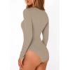 imagePRETTYGARDEN Bodysuits for Women 2026 Spring Long Sleeve Shirts Fitted Basic Ribbed Layering Tops Fall Fashion Winter ClothesLight Khaki