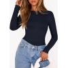 imagePRETTYGARDEN Bodysuits for Women 2026 Spring Long Sleeve Shirts Fitted Basic Ribbed Layering Tops Fall Fashion Winter ClothesNavy Blue