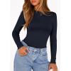 imagePRETTYGARDEN Bodysuits for Women 2026 Spring Long Sleeve Shirts Fitted Basic Ribbed Layering Tops Fall Fashion Winter ClothesNavy Blue