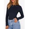 imagePRETTYGARDEN Bodysuits for Women 2026 Spring Long Sleeve Shirts Fitted Basic Ribbed Layering Tops Fall Fashion Winter ClothesNavy Blue