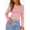 imagePRETTYGARDEN Bodysuits for Women 2026 Spring Long Sleeve Shirts Fitted Basic Ribbed Layering Tops Fall Fashion Winter ClothesPink