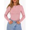 imagePRETTYGARDEN Bodysuits for Women 2026 Spring Long Sleeve Shirts Fitted Basic Ribbed Layering Tops Fall Fashion Winter ClothesPink