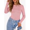 imagePRETTYGARDEN Bodysuits for Women 2026 Spring Long Sleeve Shirts Fitted Basic Ribbed Layering Tops Fall Fashion Winter ClothesPink