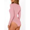 imagePRETTYGARDEN Bodysuits for Women 2026 Spring Long Sleeve Shirts Fitted Basic Ribbed Layering Tops Fall Fashion Winter ClothesPink