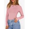imagePRETTYGARDEN Bodysuits for Women 2026 Spring Long Sleeve Shirts Fitted Basic Ribbed Layering Tops Fall Fashion Winter ClothesPink