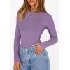 imagePRETTYGARDEN Bodysuits for Women 2026 Spring Long Sleeve Shirts Fitted Basic Ribbed Layering Tops Fall Fashion Winter ClothesPurple
