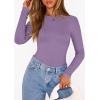 imagePRETTYGARDEN Bodysuits for Women 2026 Spring Long Sleeve Shirts Fitted Basic Ribbed Layering Tops Fall Fashion Winter ClothesPurple