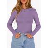 imagePRETTYGARDEN Bodysuits for Women 2026 Spring Long Sleeve Shirts Fitted Basic Ribbed Layering Tops Fall Fashion Winter ClothesPurple