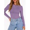 imagePRETTYGARDEN Bodysuits for Women 2026 Spring Long Sleeve Shirts Fitted Basic Ribbed Layering Tops Fall Fashion Winter ClothesPurple