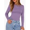imagePRETTYGARDEN Bodysuits for Women 2026 Spring Long Sleeve Shirts Fitted Basic Ribbed Layering Tops Fall Fashion Winter ClothesPurple