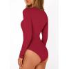 imagePRETTYGARDEN Bodysuits for Women 2026 Spring Long Sleeve Shirts Fitted Basic Ribbed Layering Tops Fall Fashion Winter ClothesRed