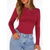 imagePRETTYGARDEN Bodysuits for Women 2026 Spring Long Sleeve Shirts Fitted Basic Ribbed Layering Tops Fall Fashion Winter ClothesRed