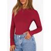 imagePRETTYGARDEN Bodysuits for Women 2026 Spring Long Sleeve Shirts Fitted Basic Ribbed Layering Tops Fall Fashion Winter ClothesRed
