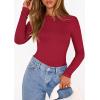 imagePRETTYGARDEN Bodysuits for Women 2026 Spring Long Sleeve Shirts Fitted Basic Ribbed Layering Tops Fall Fashion Winter ClothesRed