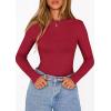 imagePRETTYGARDEN Bodysuits for Women 2026 Spring Long Sleeve Shirts Fitted Basic Ribbed Layering Tops Fall Fashion Winter ClothesRed