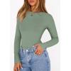 imagePRETTYGARDEN Bodysuits for Women 2026 Spring Long Sleeve Shirts Fitted Basic Ribbed Layering Tops Fall Fashion Winter ClothesSage Green