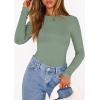 imagePRETTYGARDEN Bodysuits for Women 2026 Spring Long Sleeve Shirts Fitted Basic Ribbed Layering Tops Fall Fashion Winter ClothesSage Green