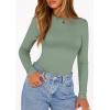 imagePRETTYGARDEN Bodysuits for Women 2026 Spring Long Sleeve Shirts Fitted Basic Ribbed Layering Tops Fall Fashion Winter ClothesSage Green