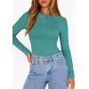 imagePRETTYGARDEN Bodysuits for Women 2026 Spring Long Sleeve Shirts Fitted Basic Ribbed Layering Tops Fall Fashion Winter ClothesTeal