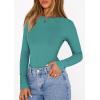 imagePRETTYGARDEN Bodysuits for Women 2026 Spring Long Sleeve Shirts Fitted Basic Ribbed Layering Tops Fall Fashion Winter ClothesTeal