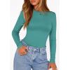 imagePRETTYGARDEN Bodysuits for Women 2026 Spring Long Sleeve Shirts Fitted Basic Ribbed Layering Tops Fall Fashion Winter ClothesTeal