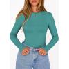imagePRETTYGARDEN Bodysuits for Women 2026 Spring Long Sleeve Shirts Fitted Basic Ribbed Layering Tops Fall Fashion Winter ClothesTeal
