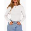 imagePRETTYGARDEN Bodysuits for Women 2026 Spring Long Sleeve Shirts Fitted Basic Ribbed Layering Tops Fall Fashion Winter ClothesWhite