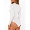 imagePRETTYGARDEN Bodysuits for Women 2026 Spring Long Sleeve Shirts Fitted Basic Ribbed Layering Tops Fall Fashion Winter ClothesWhite