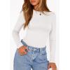 imagePRETTYGARDEN Bodysuits for Women 2026 Spring Long Sleeve Shirts Fitted Basic Ribbed Layering Tops Fall Fashion Winter ClothesWhite