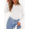 imagePRETTYGARDEN Bodysuits for Women 2026 Spring Long Sleeve Shirts Fitted Basic Ribbed Layering Tops Fall Fashion Winter ClothesWhite