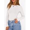 imagePRETTYGARDEN Bodysuits for Women 2026 Spring Long Sleeve Shirts Fitted Basic Ribbed Layering Tops Fall Fashion Winter ClothesWhite