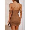 imagePRETTYGARDEN Cocktail Dresses for Women 2026 Summer Off Shoulder Bodycon Mini Graduation Party Spring Wedding Guest DressBrown