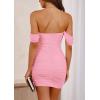 imagePRETTYGARDEN Cocktail Dresses for Women 2026 Summer Off Shoulder Bodycon Mini Graduation Party Spring Wedding Guest DressPink