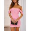 imagePRETTYGARDEN Cocktail Dresses for Women 2026 Summer Off Shoulder Bodycon Mini Graduation Party Spring Wedding Guest DressPink