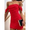 imagePRETTYGARDEN Cocktail Dresses for Women 2026 Summer Off Shoulder Bodycon Mini Graduation Party Spring Wedding Guest DressRed