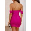 imagePRETTYGARDEN Cocktail Dresses for Women 2026 Summer Off Shoulder Bodycon Mini Graduation Party Spring Wedding Guest DressRose Red