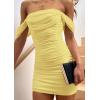 imagePRETTYGARDEN Cocktail Dresses for Women 2026 Summer Off Shoulder Bodycon Mini Graduation Party Spring Wedding Guest DressYellow