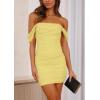 imagePRETTYGARDEN Cocktail Dresses for Women 2026 Summer Off Shoulder Bodycon Mini Graduation Party Spring Wedding Guest DressYellow