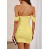 imagePRETTYGARDEN Cocktail Dresses for Women 2026 Summer Off Shoulder Bodycon Mini Graduation Party Spring Wedding Guest DressYellow