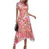 imagePRETTYGARDEN Cocktail Dresses for Women 2026 Summer Short Sleeve Floral Mesh Sheer Midi Party Wedding Guest DressFloral Apricot Leopard