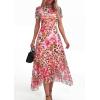 imagePRETTYGARDEN Cocktail Dresses for Women 2026 Summer Short Sleeve Floral Mesh Sheer Midi Party Wedding Guest DressFloral Apricot Leopard