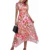 imagePRETTYGARDEN Cocktail Dresses for Women 2026 Summer Short Sleeve Floral Mesh Sheer Midi Party Wedding Guest DressFloral Apricot Leopard