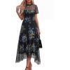 imagePRETTYGARDEN Cocktail Dresses for Women 2026 Summer Short Sleeve Floral Mesh Sheer Midi Party Wedding Guest DressFloral Black Blue Yellow
