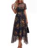 imagePRETTYGARDEN Cocktail Dresses for Women 2026 Summer Short Sleeve Floral Mesh Sheer Midi Party Wedding Guest DressFloral Black Yellow