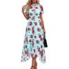 imagePRETTYGARDEN Cocktail Dresses for Women 2026 Summer Short Sleeve Floral Mesh Sheer Midi Party Wedding Guest DressFloral Blue Red