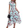 imagePRETTYGARDEN Cocktail Dresses for Women 2026 Summer Short Sleeve Floral Mesh Sheer Midi Party Wedding Guest DressFloral Blue Red
