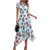 imagePRETTYGARDEN Cocktail Dresses for Women 2026 Summer Short Sleeve Floral Mesh Sheer Midi Party Wedding Guest DressFloral Blue Red